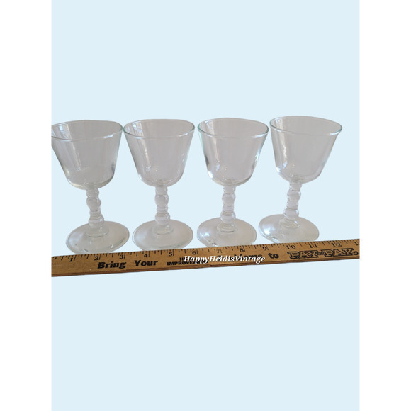 Vintage Imperial Clear Candlewick Bubble Stem 4 Wine Glasses‎ Stemware - Picture 3 of 7